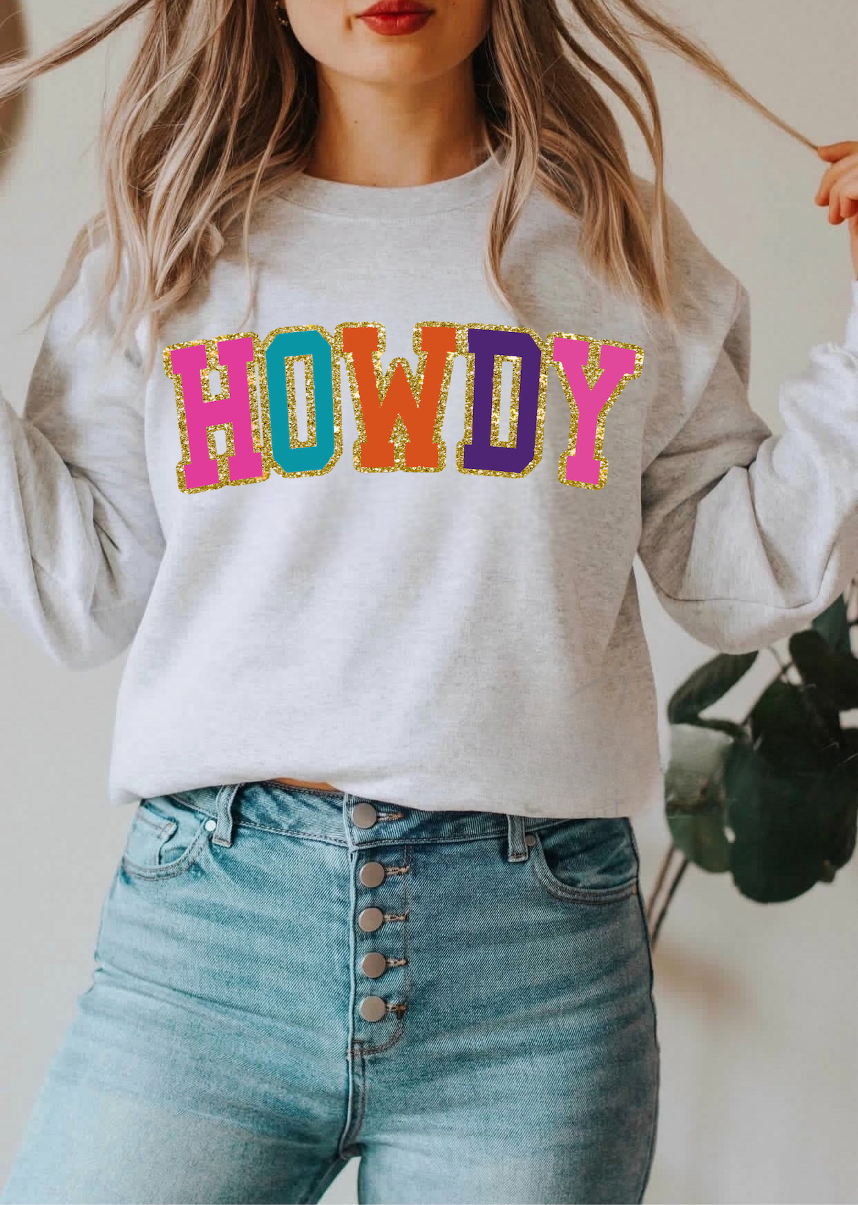 Howdy w/ Glitter Print